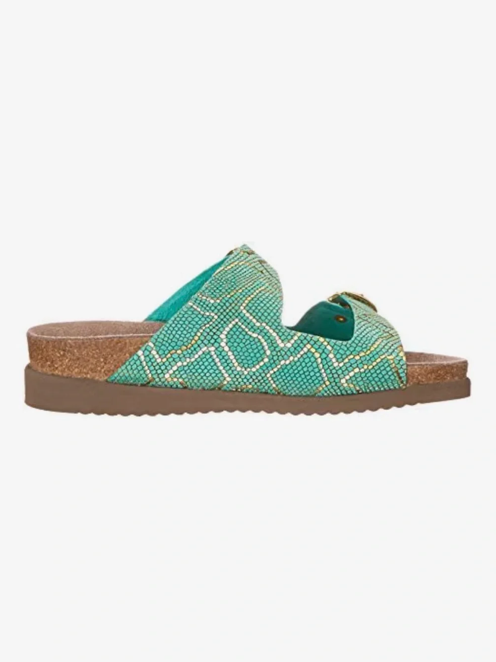 Mephisto Harmony Slip On Dual Buckle Strap Mint Nairobi Gold Slide Sandals Sz 37